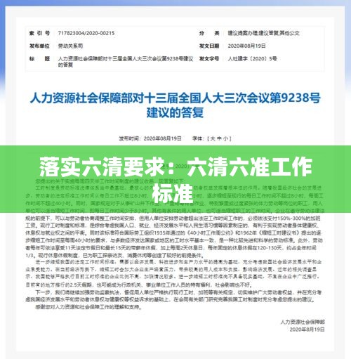 落实六清要求：六清六准工作标准 