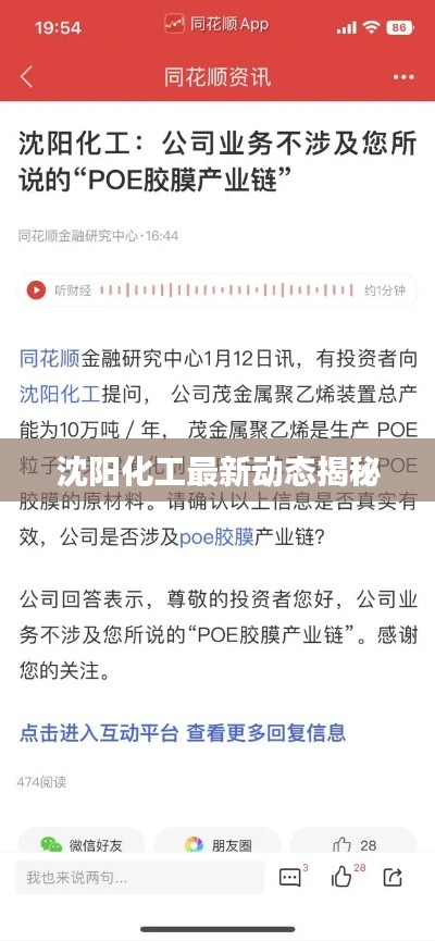 沈阳化工最新动态揭秘